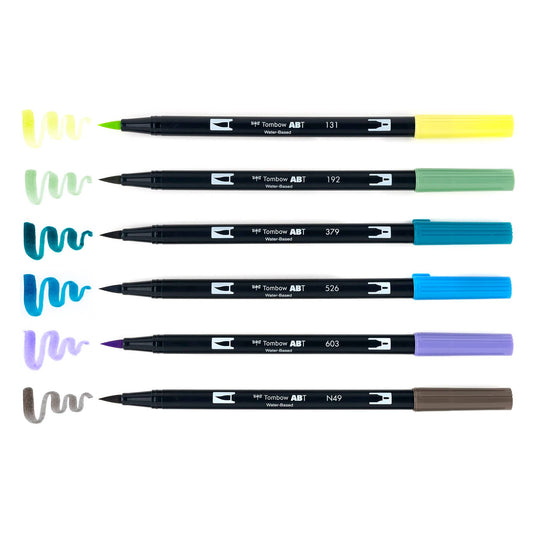 Dual Brush Pen Art Markers, Landscape, 6-Pack