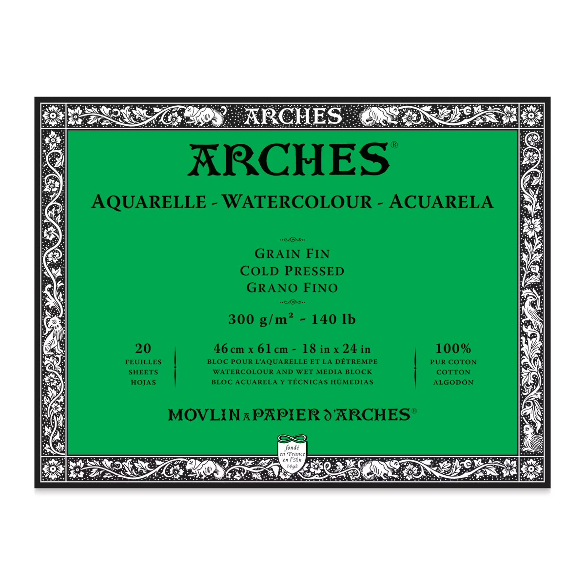 Arches Aquarelle Watercolor Block - Cold Press - 300 gsm - 20 sheets