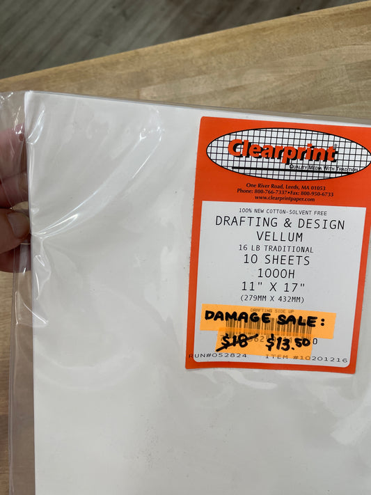 Clearprint Drafting & Design Vellum - 11 x 17 pulgadas / Sin imprimir / 10 hojas/paquete