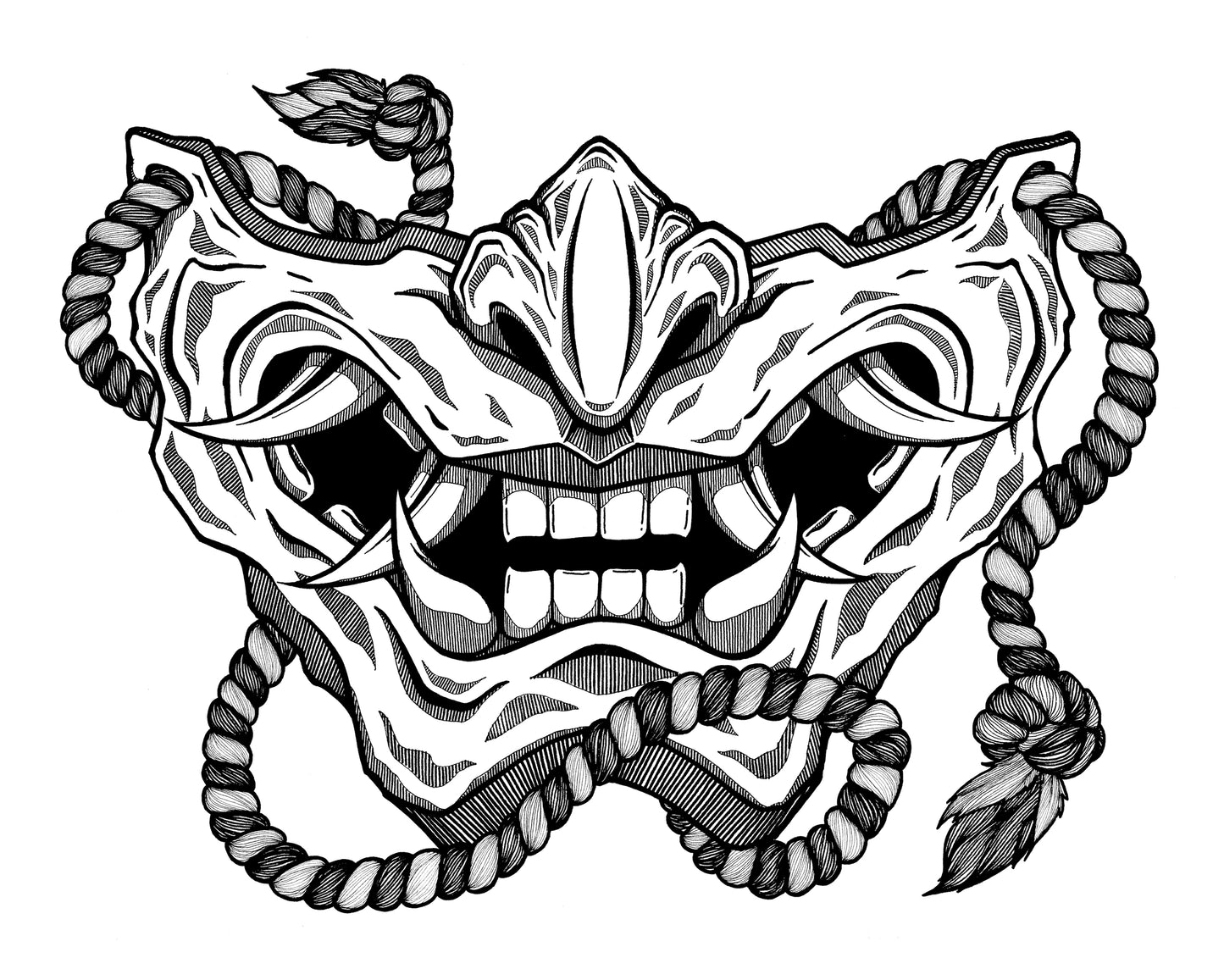 "Japanese Mask" Print by Holly Hutchinson