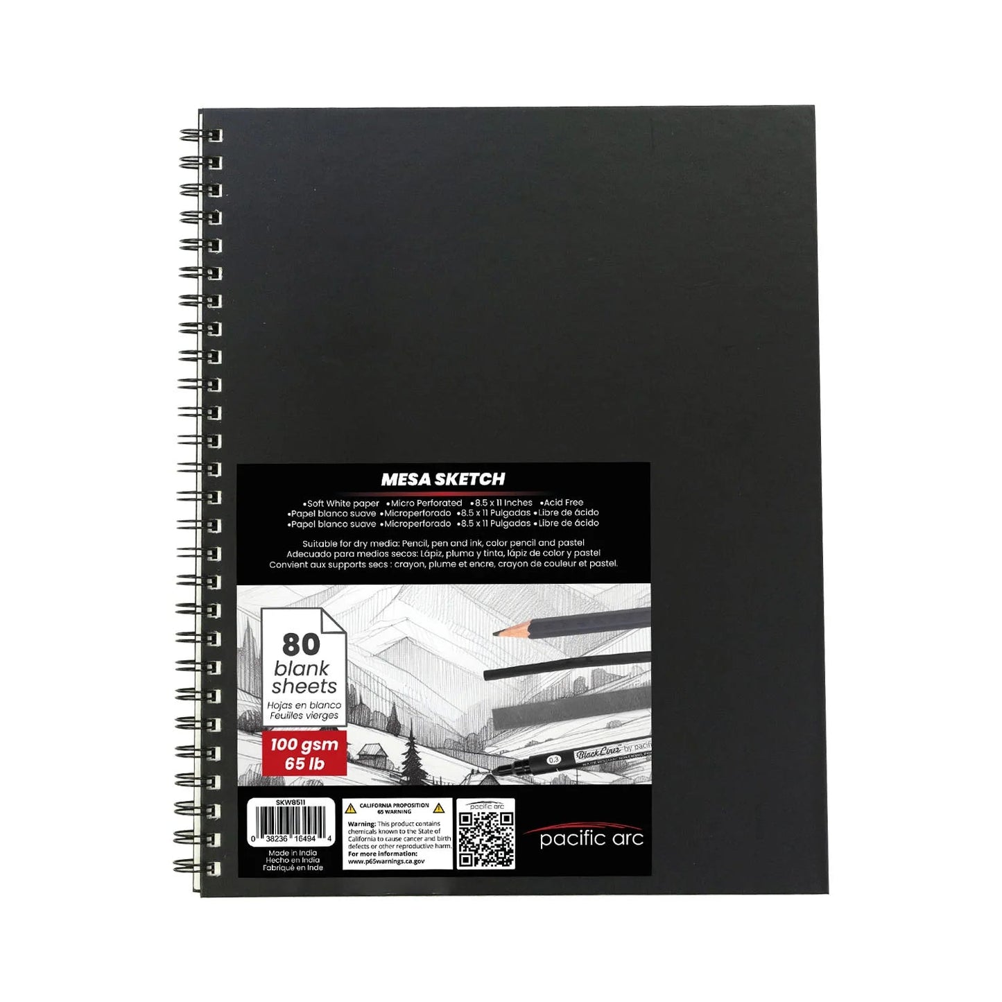 Pacific Arc Spiral Bound Sketchbook - 8.5 x 11 in