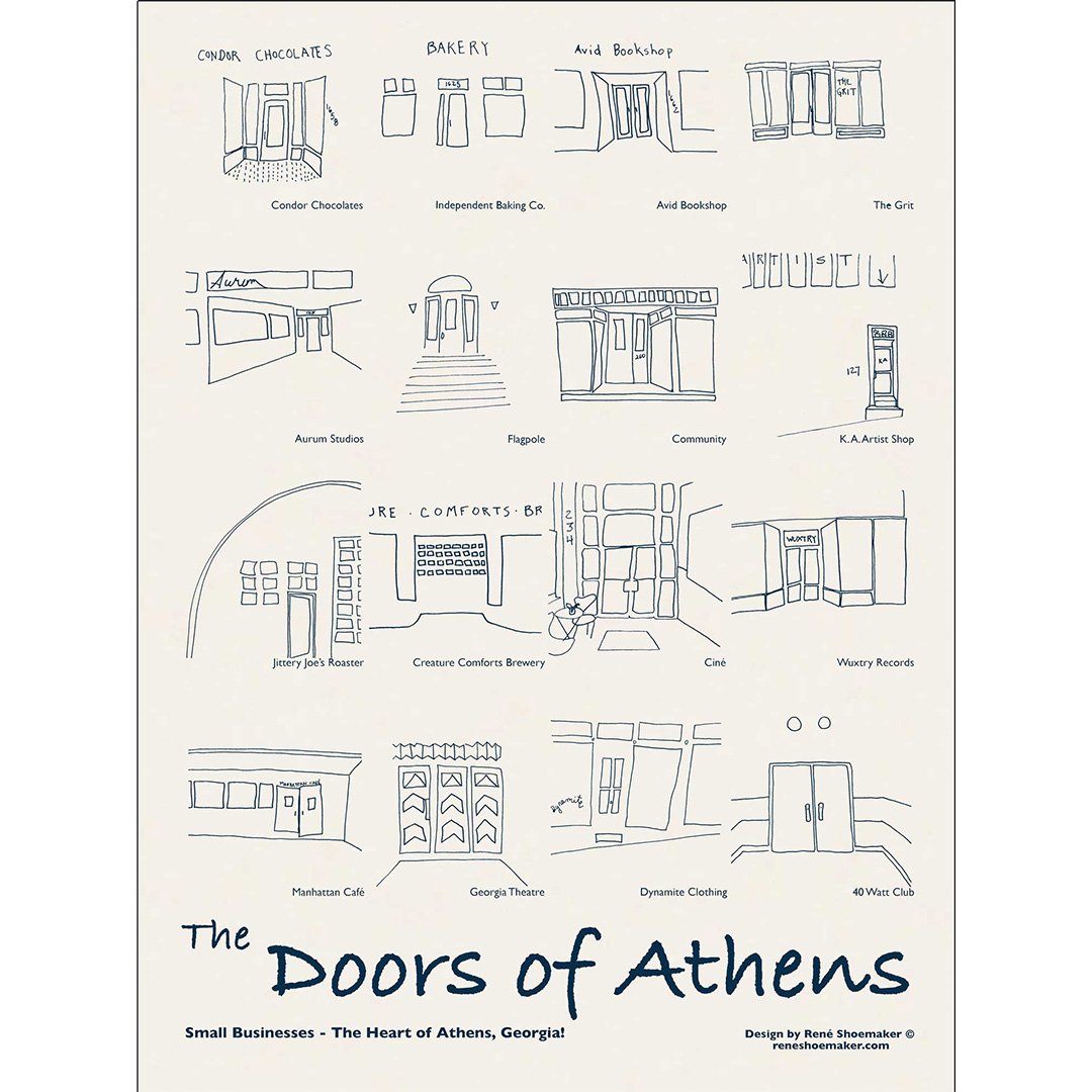 "Doors of Athens" T-Shirt by René Shoemaker