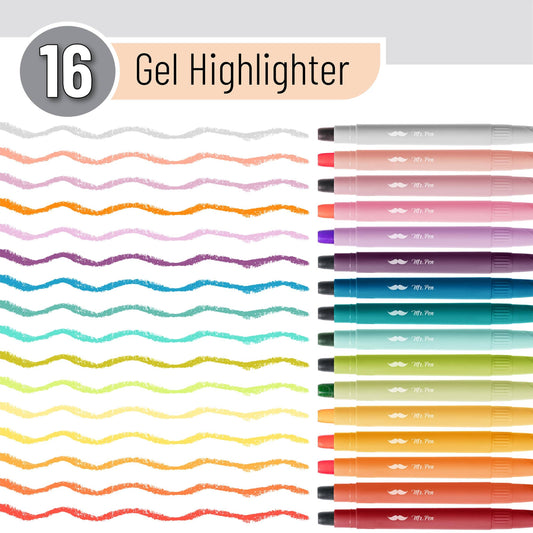 Mr Pen Gel Highlighters - 16 pieces - Bright Assorted Colors