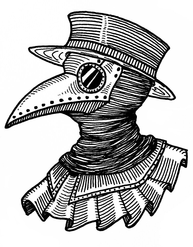 "Plague Doctor" Sticker by Holly Hutchinson