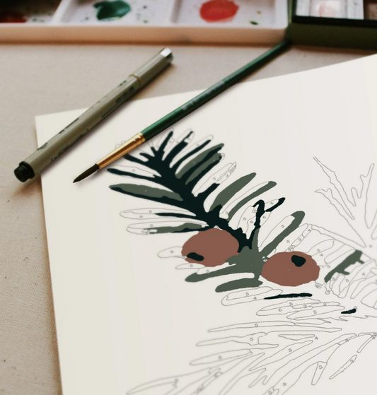 Winter Greenery Paint by Number Kit by Cate Paper Co.