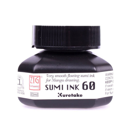 Kuretake ZIG Cartoonist Inks - 60 ml - Sumi Ink 60 (Smooth Flowing) by Kuretake - K. A. Artist Shop