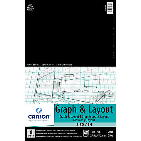 Canson C100510874 11 x 17 Graph and Layout Sheet Pad