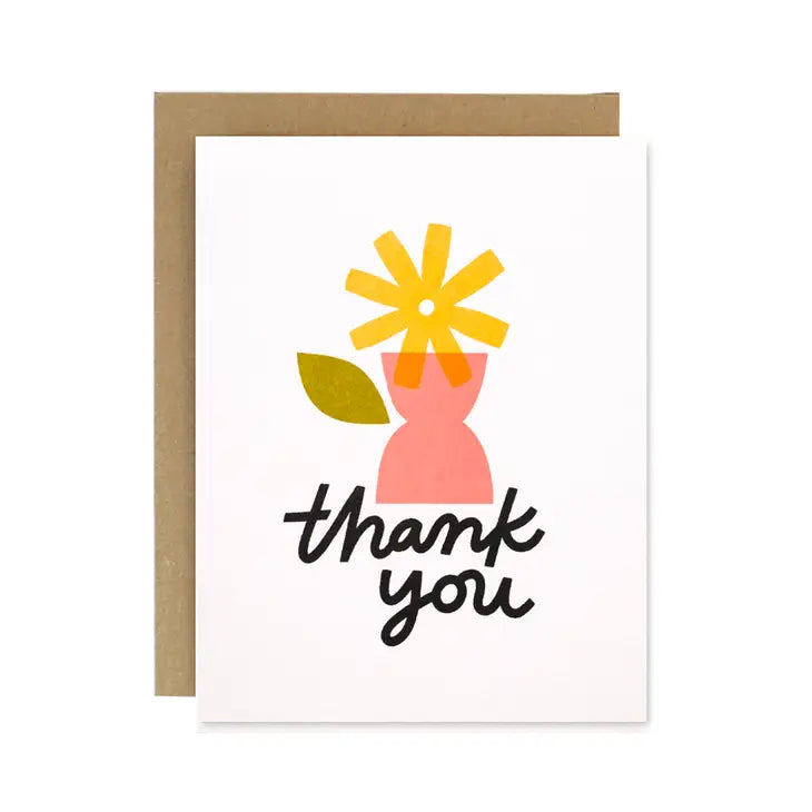 Tarjeta con florero "Thank You" de Worthworthy Paper