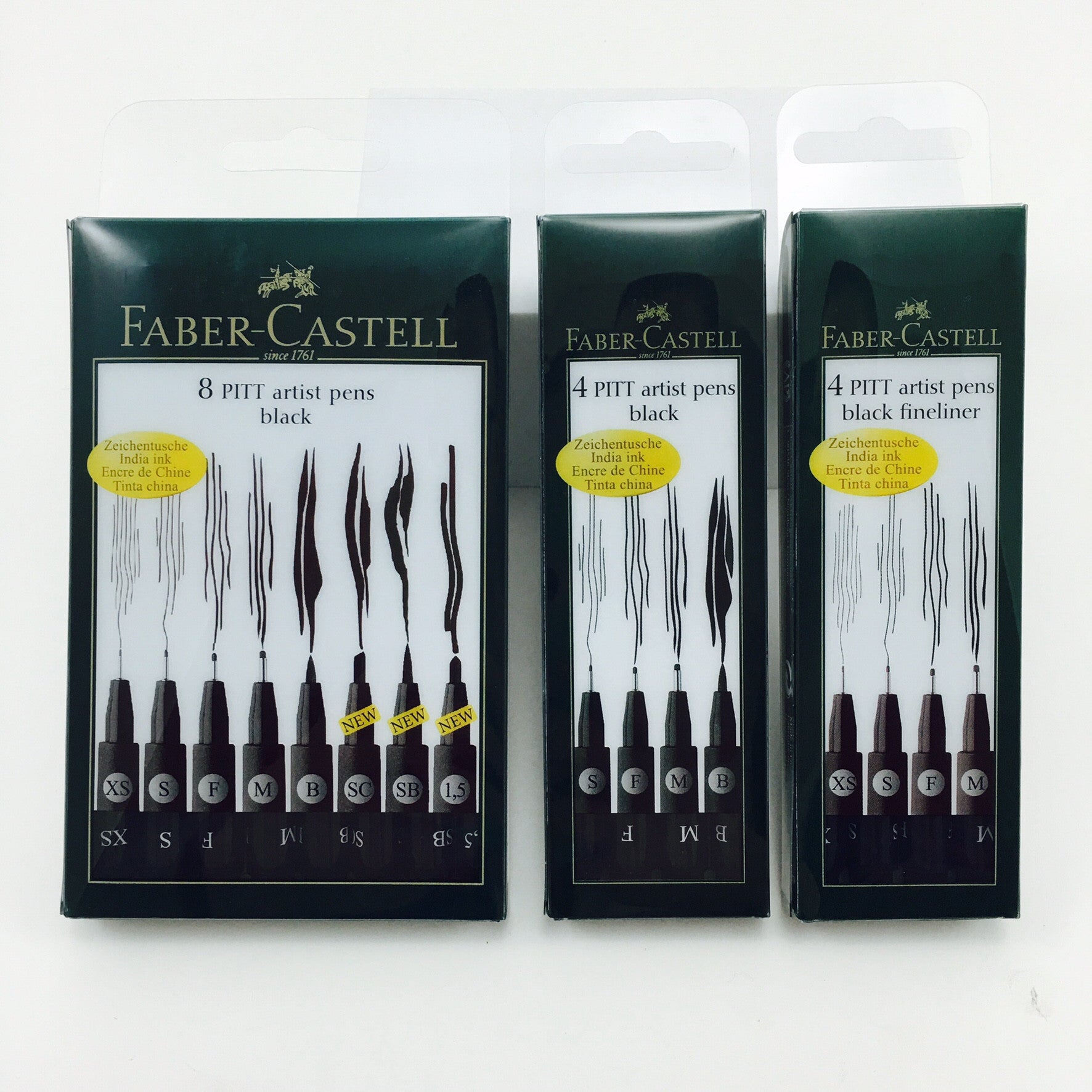 Faber-Castell PITT Artist Pen Sets Black Ink in Assorted Nibs