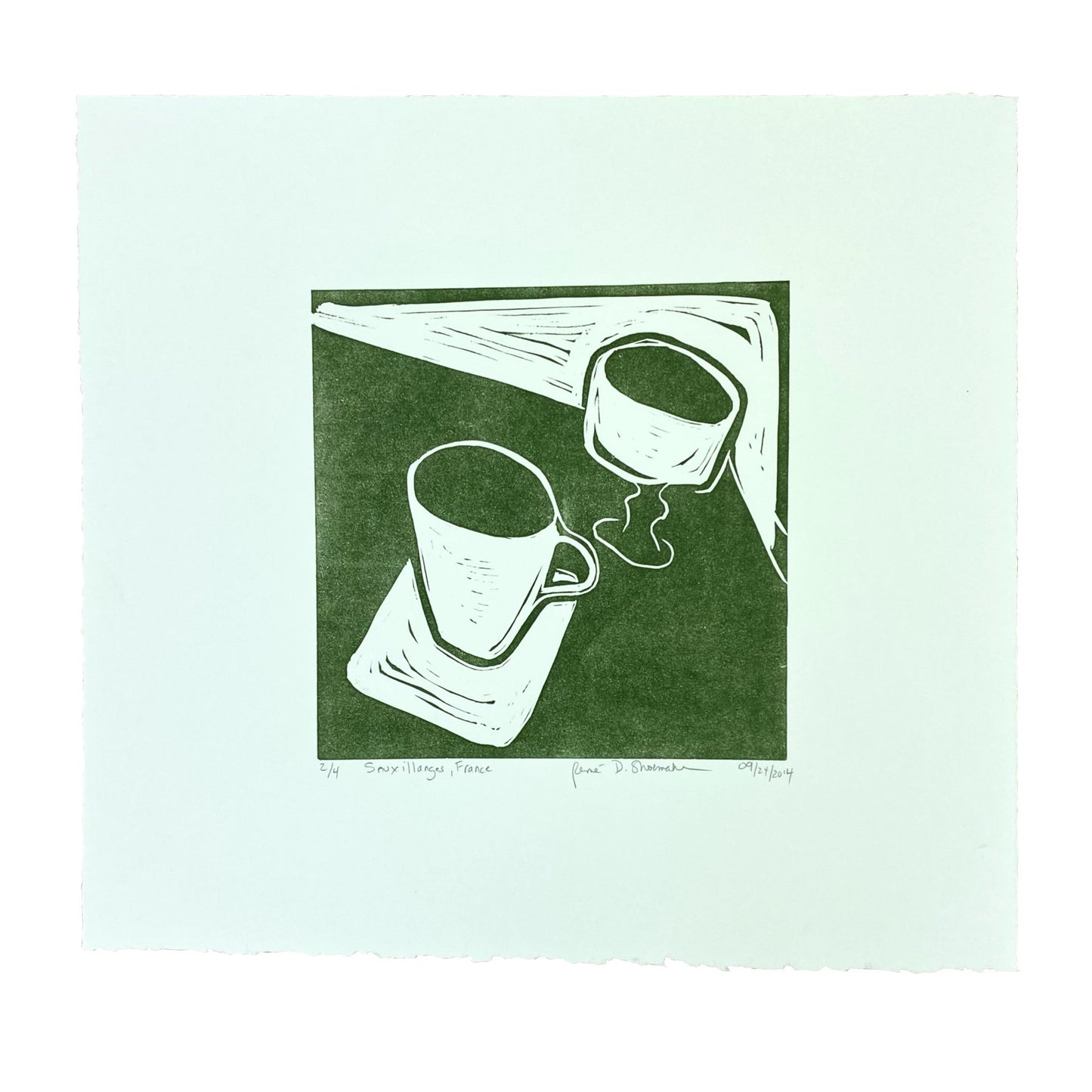 "Sauxillanges, France" Original Linoleum Print by René Shoemaker - "Sauxillanges, France" by René Shoemaker - K. A. Artist Shop