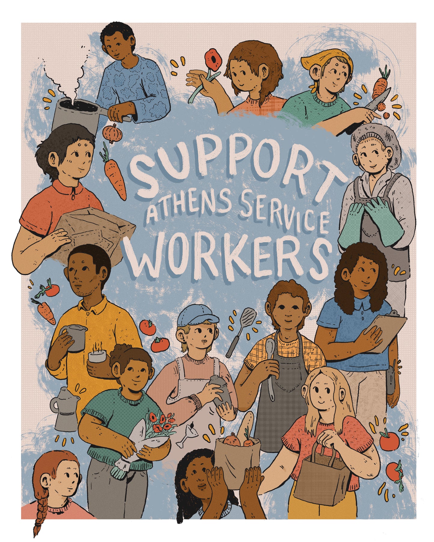 Athens Banner Project: Archival Print of "Support Athens Service Workers" by Klée Schell - by Klée Schell - K. A. Artist Shop