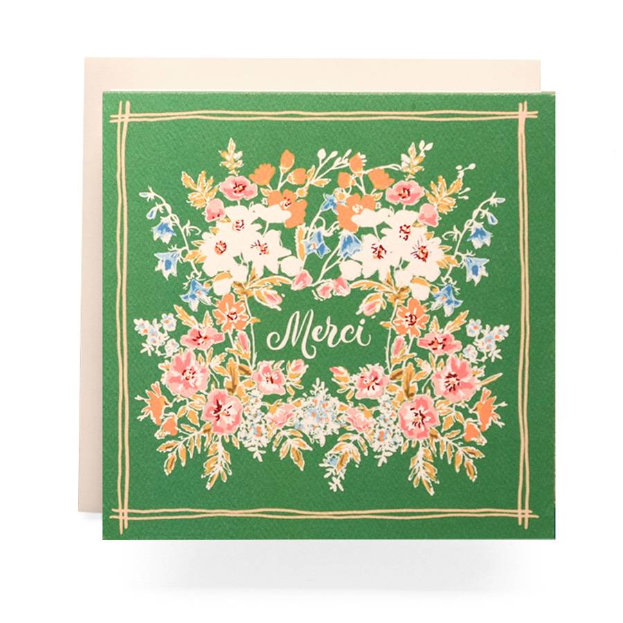 Antiquaria Handkerchief Merci Greeting Card - by Antiquaria - K. A. Artist Shop