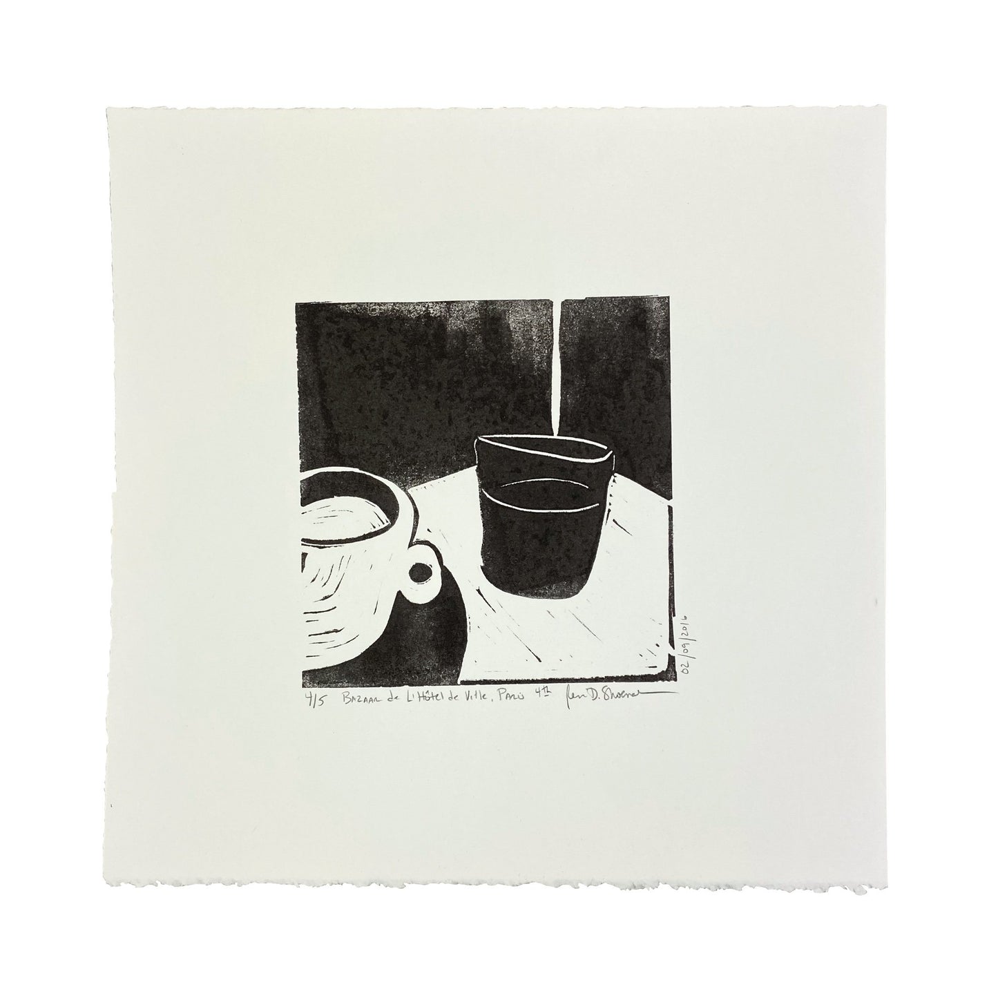 "Bazaar de L'Hôtel" Original Linoleum Print by René Shoemaker - "Bazaar de L'Hôtel" by René Shoemaker - K. A. Artist Shop