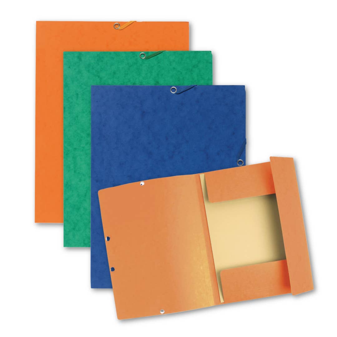 Exacompta - Ref 55515E - Europa Collection - Elasticated 3-Flap Folders -  Suitable for A4 Documents, 400gsm Glossy Card - Assorted Colours (Pack of