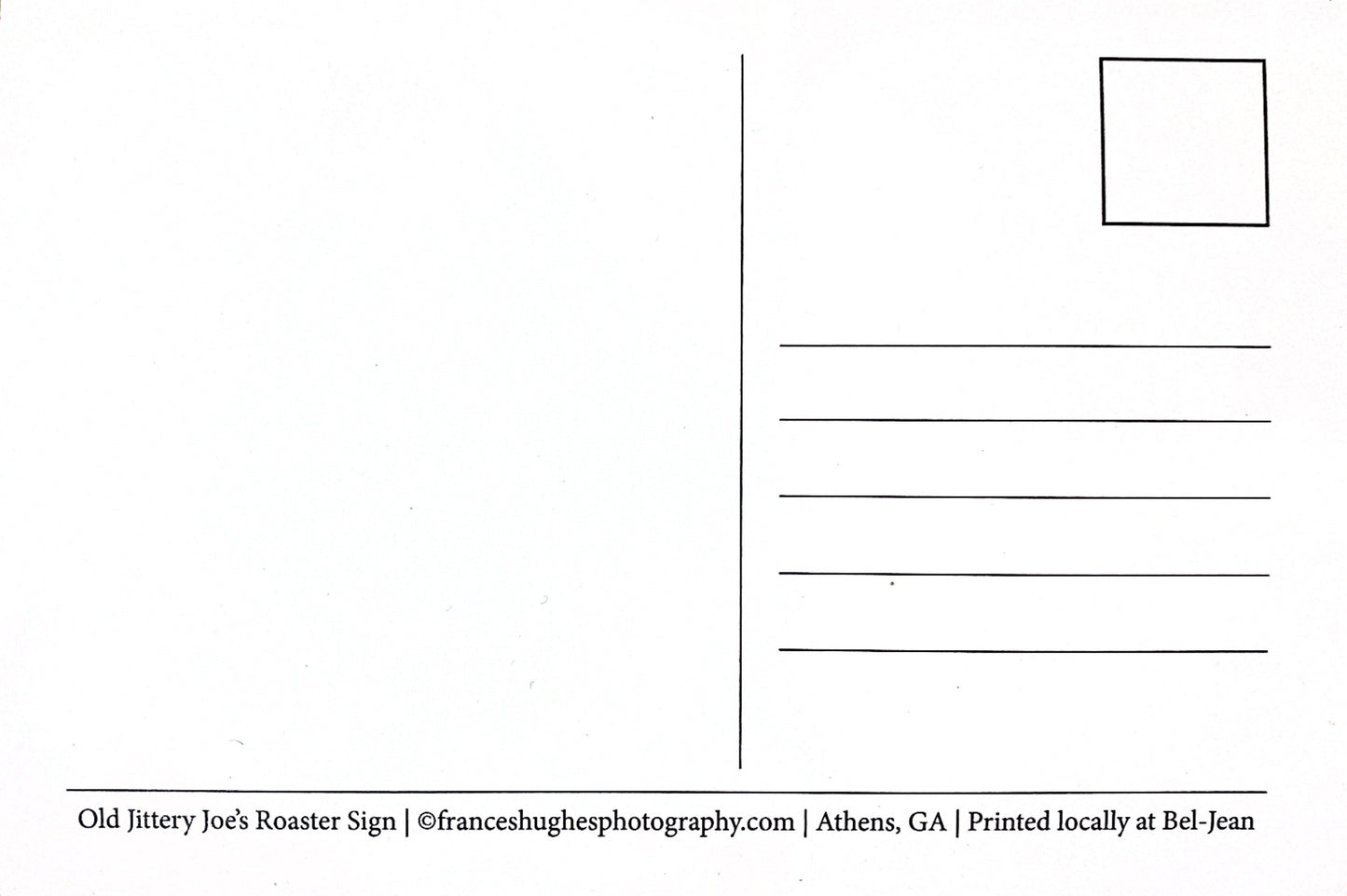 Athens, GA Postcards by Frances Hughes - Old Jittery Joe’s Roaster Sign - by Frances Hughes - K. A. Artist Shop