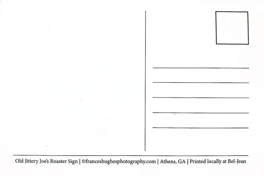 Athens, GA Postcards by Frances Hughes - Old Jittery Joe’s Roaster Sign - by Frances Hughes - K. A. Artist Shop