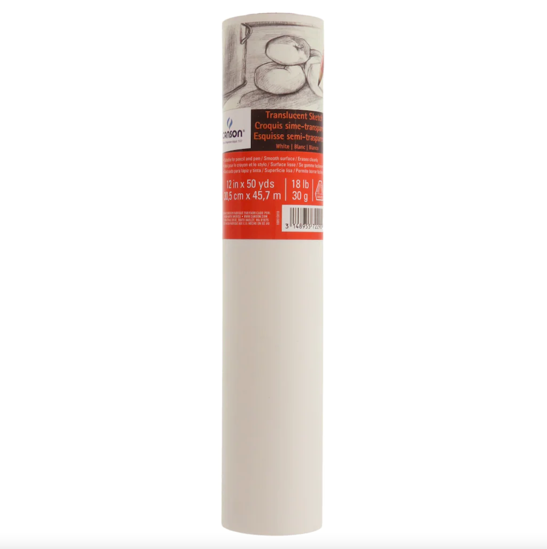 Canson Sketching and Tracing Paper Roll White 12 x 50 yds