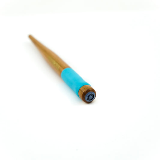 Tachikawa T-40 Wide Barrel Calligraphy Pen Nib Holder (Natural Wood with Turquoise Grip) - by Tachikawa - K. A. Artist Shop