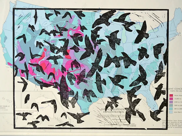 "Murmurations" Block Print by Abigail West - by Abigail West - K. A. Artist Shop