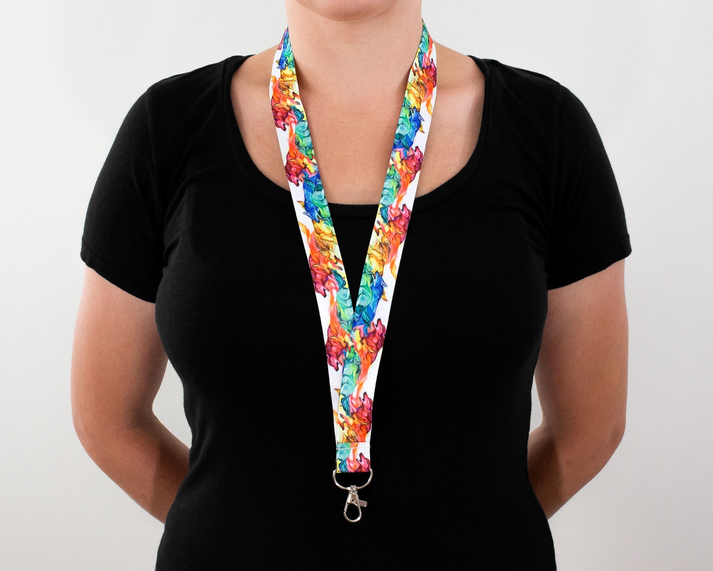 "Rainbow Wolf Pack" Lanyard by Katy Lipscomb