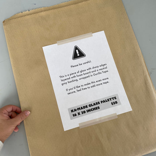 KA-Made Tempered Glass Palette - Neutral Gray Background - by K. A. Artist Shop - K. A. Artist Shop