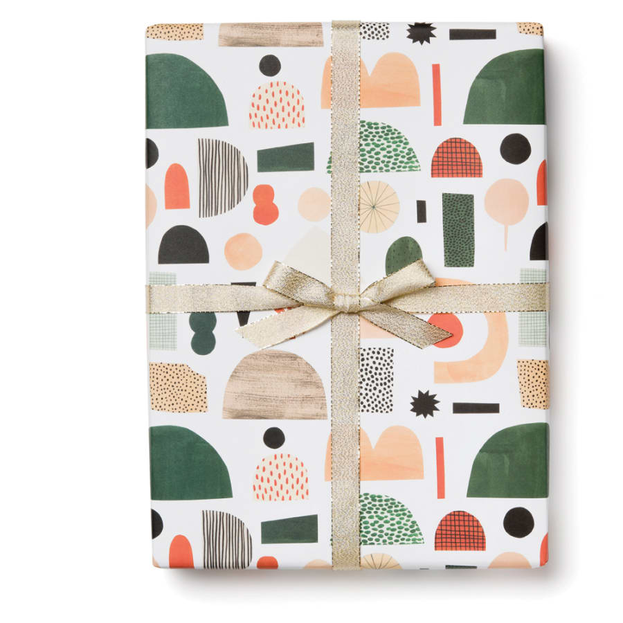 Red Cap Gift Wrap - Xmas Shapes Wrapping Paper - 3 Sheets - by Red Cap - K. A. Artist Shop