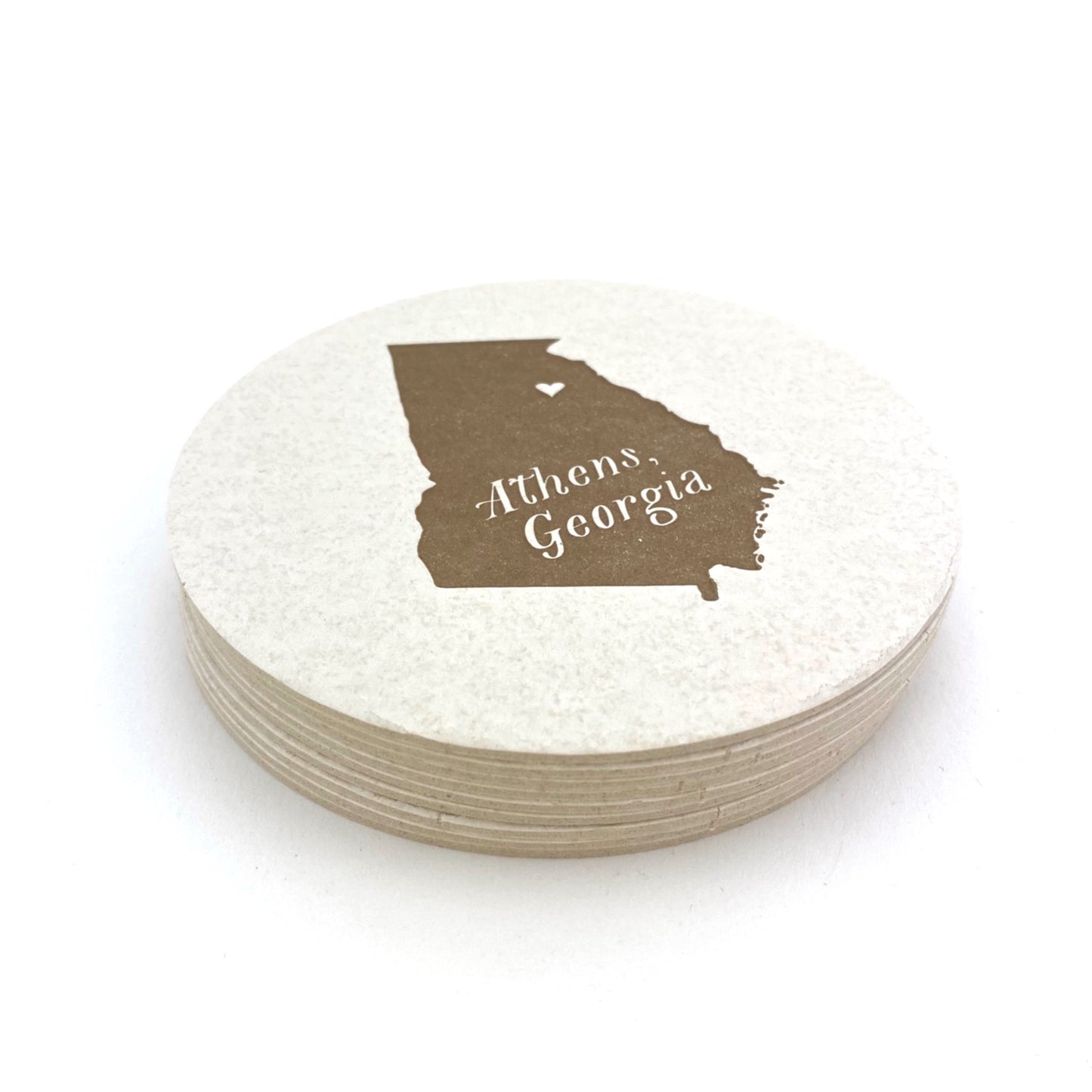 Smokey Road Press Athens, Georgia Set of 9 Letterpress Printed Coasters - by Smokey Road Press - K. A. Artist Shop