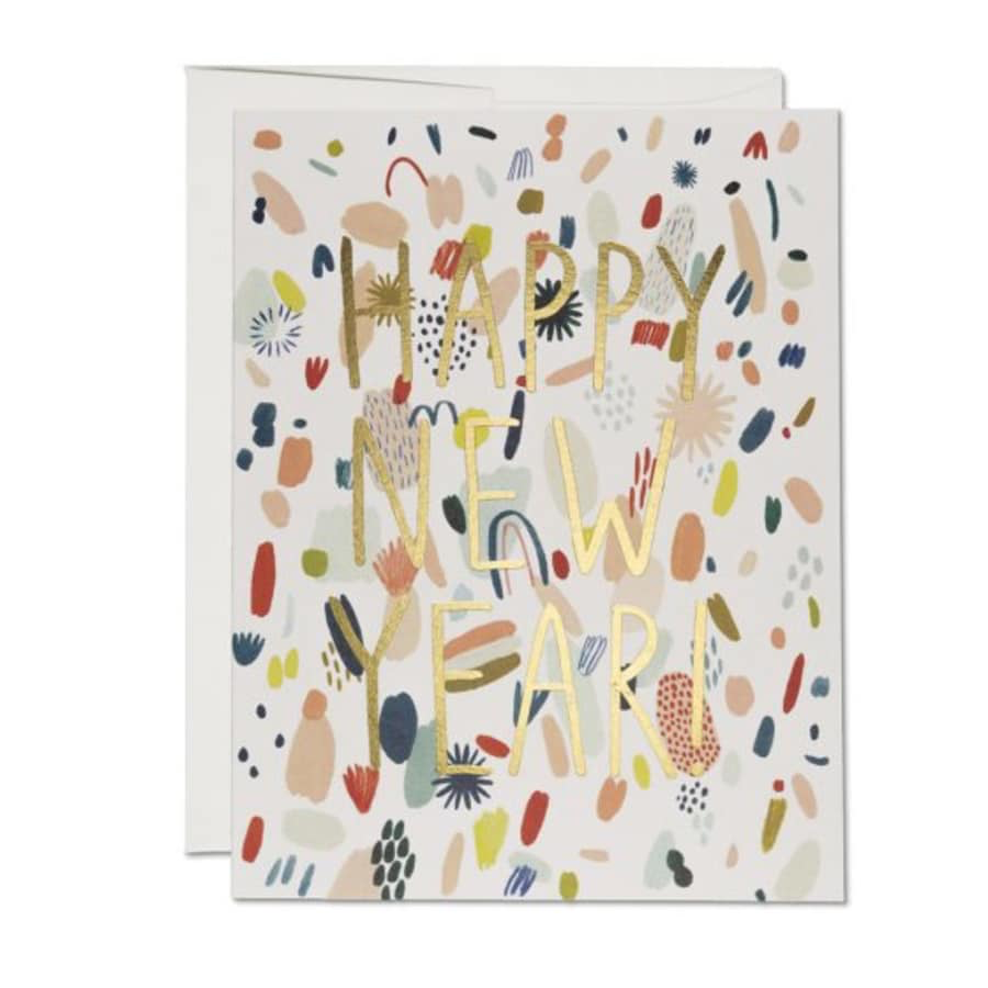 Red Cap Abstract New Year Card - by Red Cap - K. A. Artist Shop