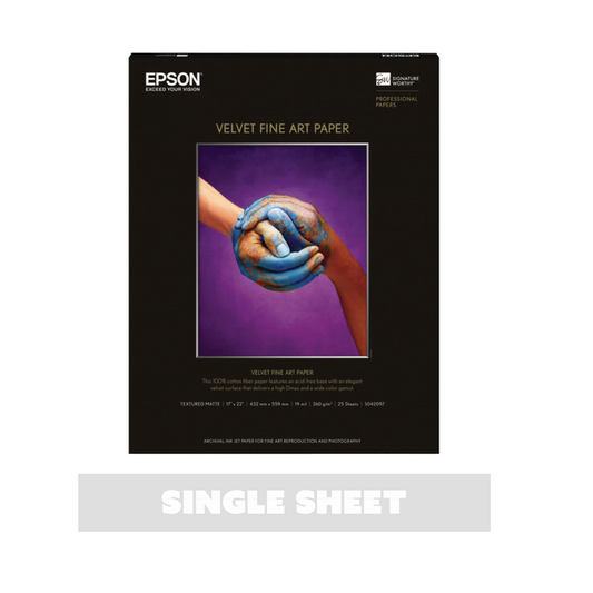 Epson Velvet Fine Art Printer Paper - Single Sheet - 17 x 22 inches by Epson - K. A. Artist Shop