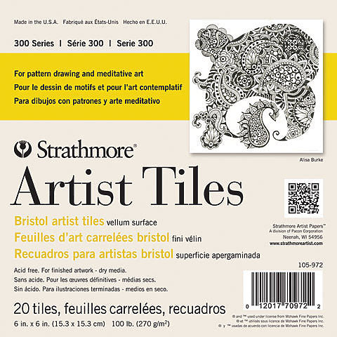 Strathmore Artist Tiles - 6 x 6 inches - 6 x 6 inches - White Bristol Paper by Strathmore - K. A. Artist Shop