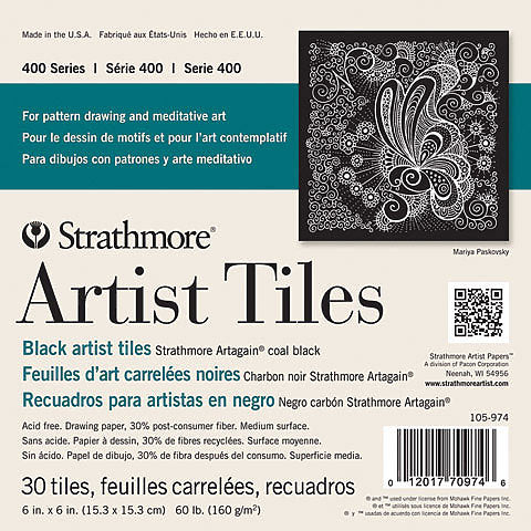 Strathmore Artist Tiles - 6 x 6 inches - 6 x 6 inches - Black Drawing Paper by Strathmore - K. A. Artist Shop