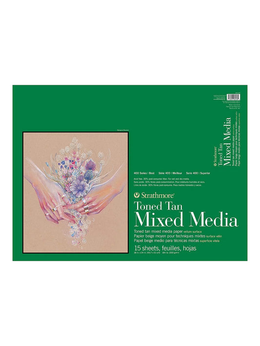 Strathmore Toned Tan Mixed Media Paper Pads – 400 Series - 18 x 24 inches by Strathmore - K. A. Artist Shop