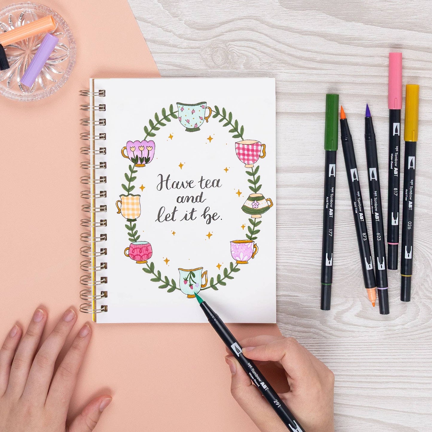 Dual Brush Pen Art Markers, Teatime, 6-Pack