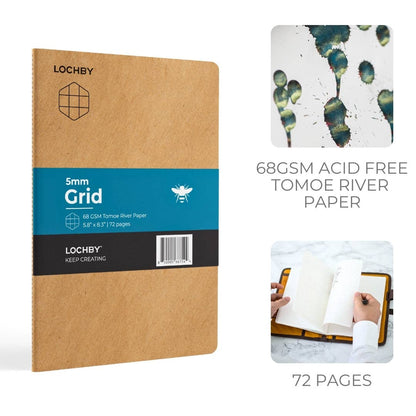 A5 Notebook with Tomoe River Paper by LOCHBY • Grid Pages