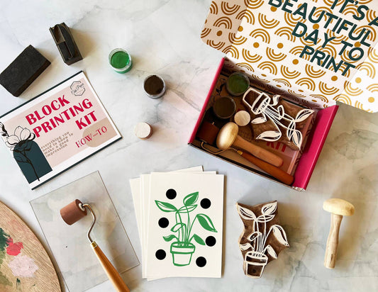 Easy Wood Block Printing Kit • Potted Plants