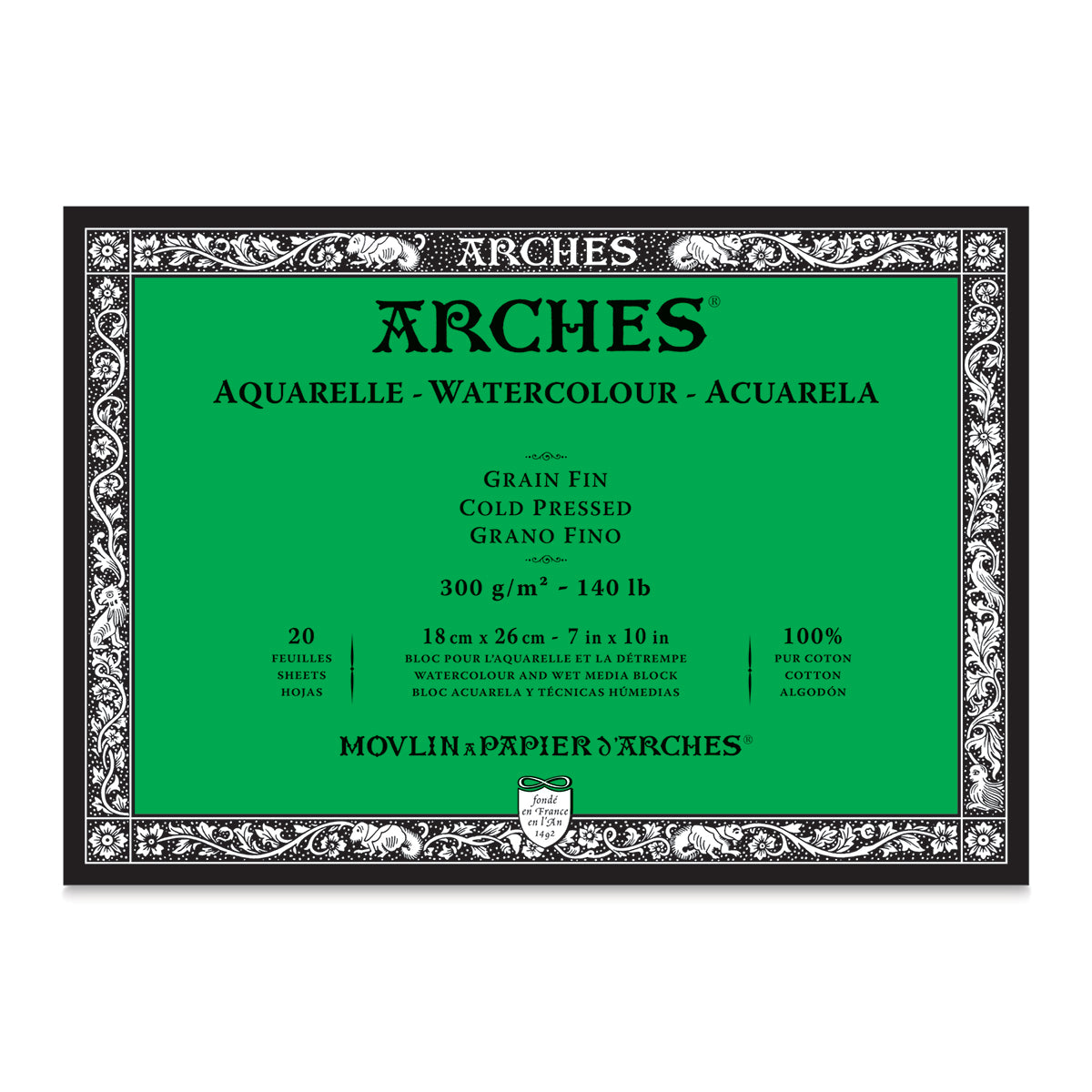 Arches Aquarelle Watercolor Block - Cold Press - 300 gsm - 20 sheets