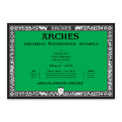 Arches Aquarelle Watercolor Block - Cold Press - 300 gsm - 20 sheets