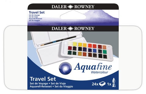Daler Rowney Aquafine Watercolor Travel Set - 24 Half Pans