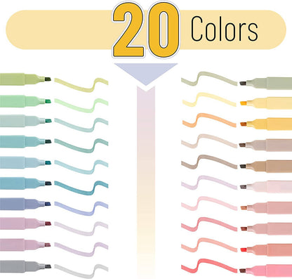 Mr. Pen Aesthetic Highlighters - 20 Chisel Tip Set