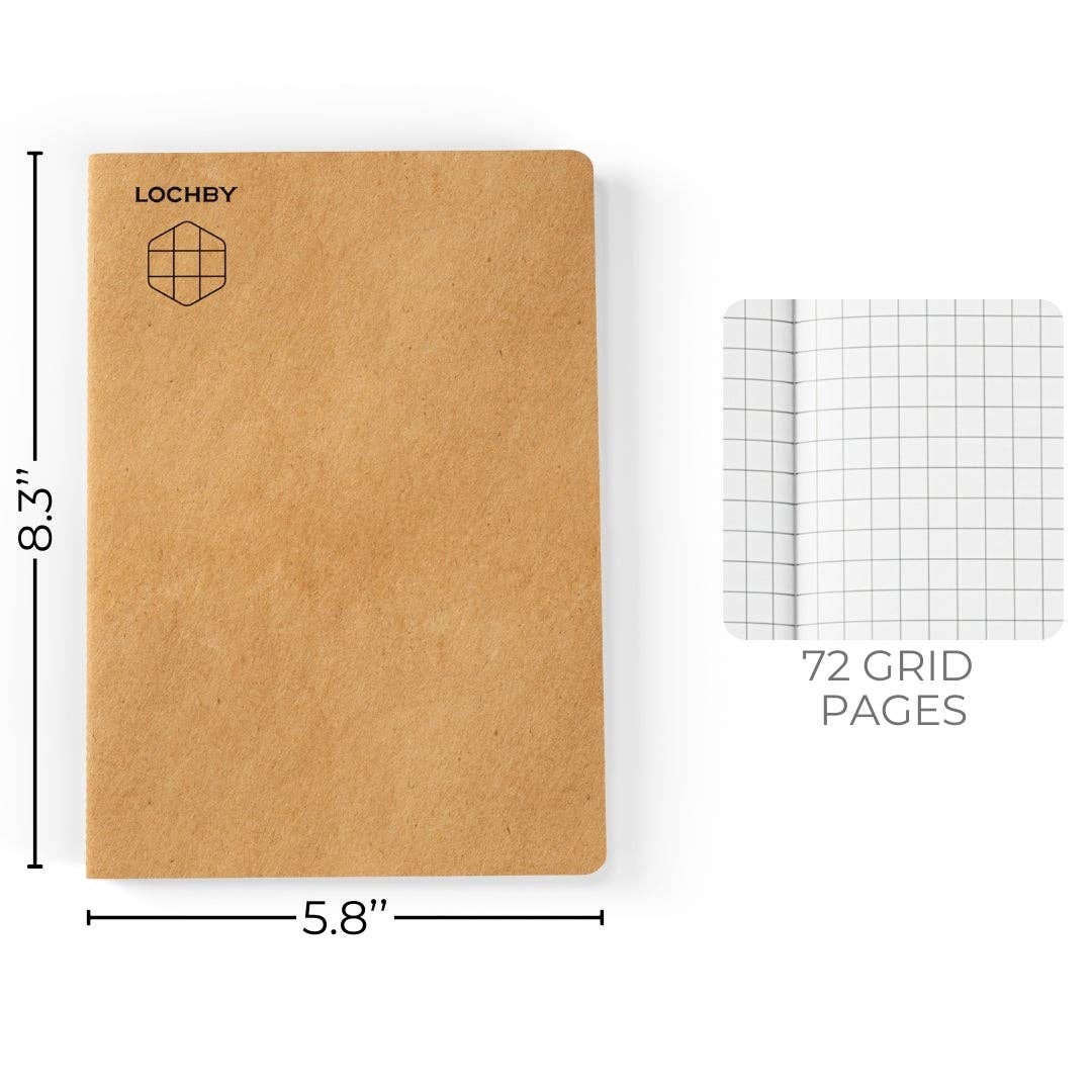 A5 Notebook with Tomoe River Paper by LOCHBY • Grid Pages