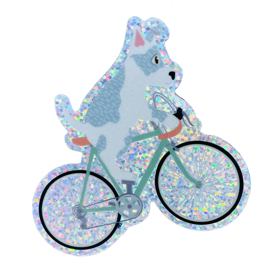 Holographic Bicycle Dog Sticker by Carlee Ingersoll