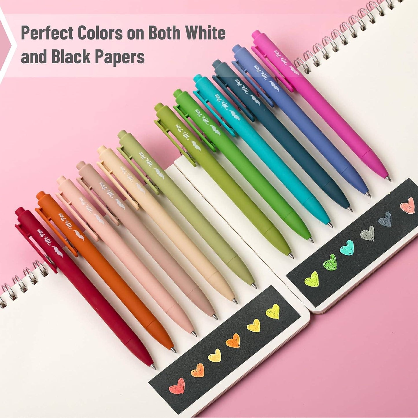 Mr. Pen 12-Pack Retractable Gel Pens with Colored Ink