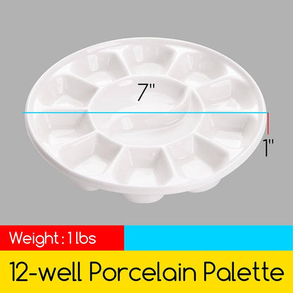 MEEDEN 12-Well Round Porcelain Watercolor Palette