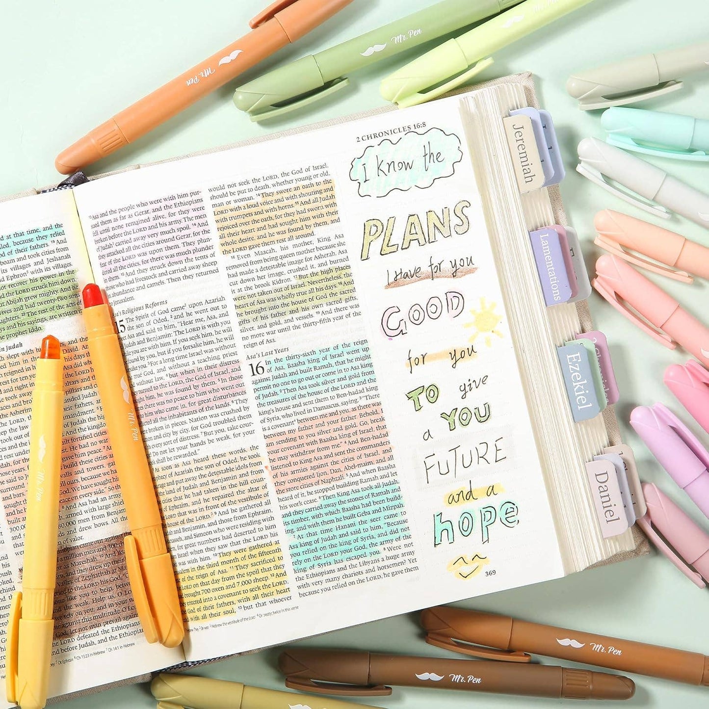 Mr. Pen Gel Highlighter Set - 16 Vibrant Pastel Colors