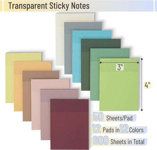 Mr. Pen Transparent Sticky Notes - 600 Sheets - 3 x 4 inches