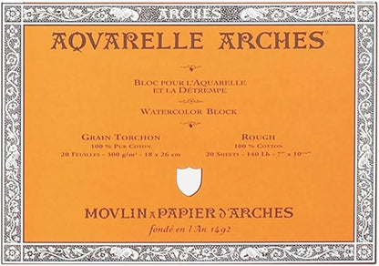 Arches Aquarelle Watercolor Block - Rough - 300 gsm - 20 sheets