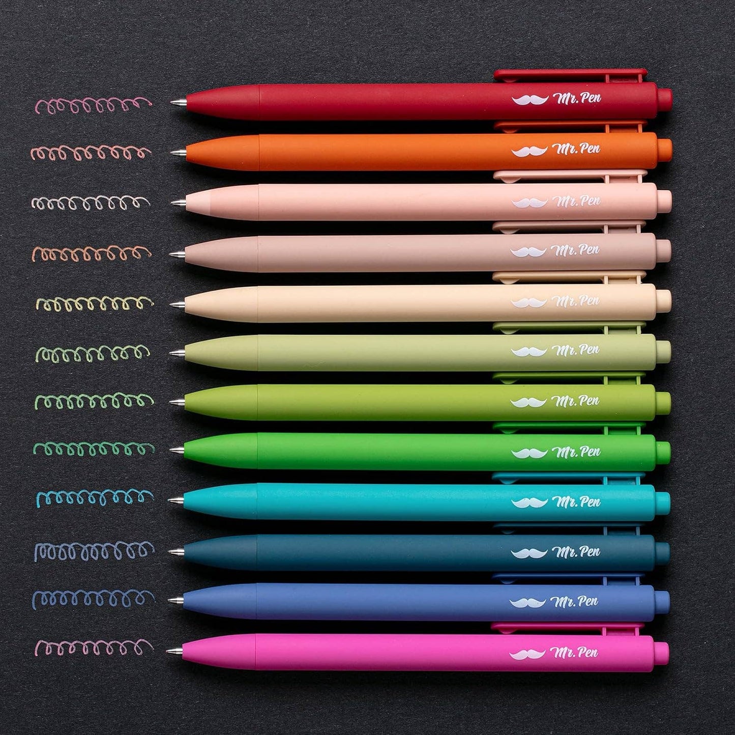 Mr. Pen 12-Pack Retractable Gel Pens with Colored Ink