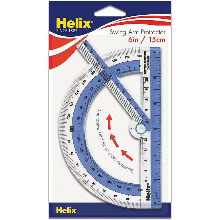 Helix Swing Arm Protractor - 6 inch - Clear by Helix - K. A. Artist Shop