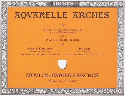 Arches Aquarelle Watercolor Block - Rough - 300 gsm - 20 sheets
