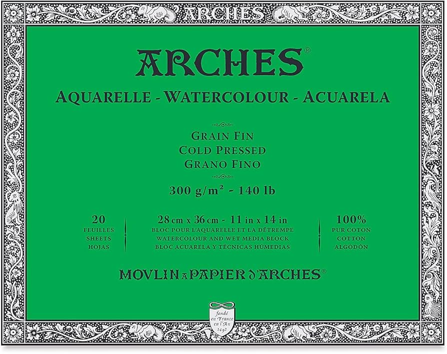 Arches Aquarelle Watercolor Block - Cold Press - 300 gsm - 20 sheets